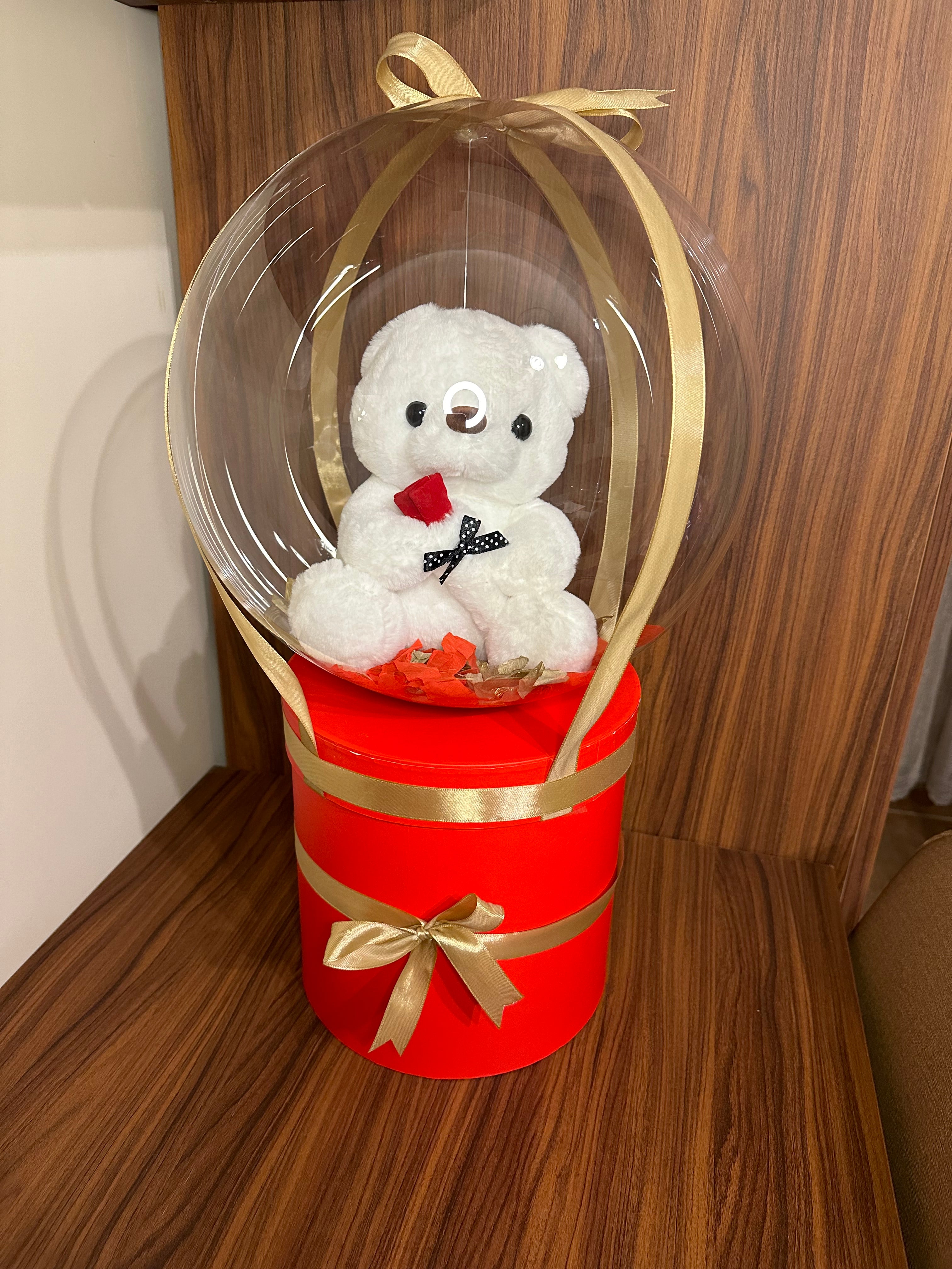 Teddy with Rose Balloon Gift Arrangement