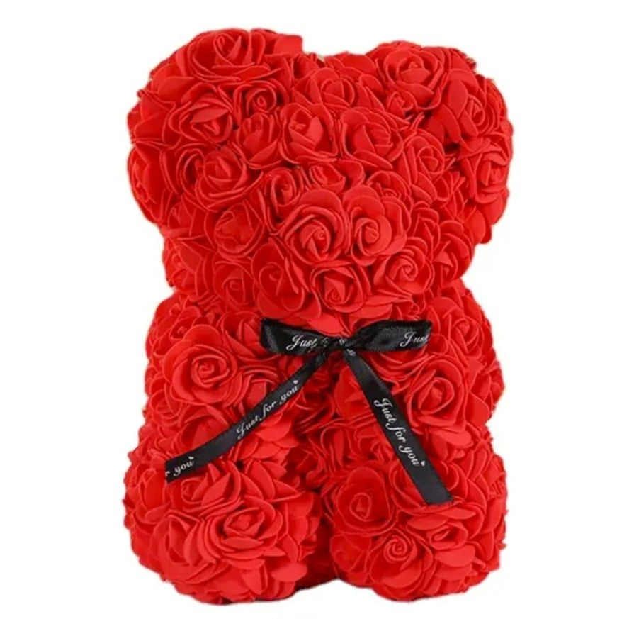 Rose Teddy Bear with Gift Box - Available in Red and Pink