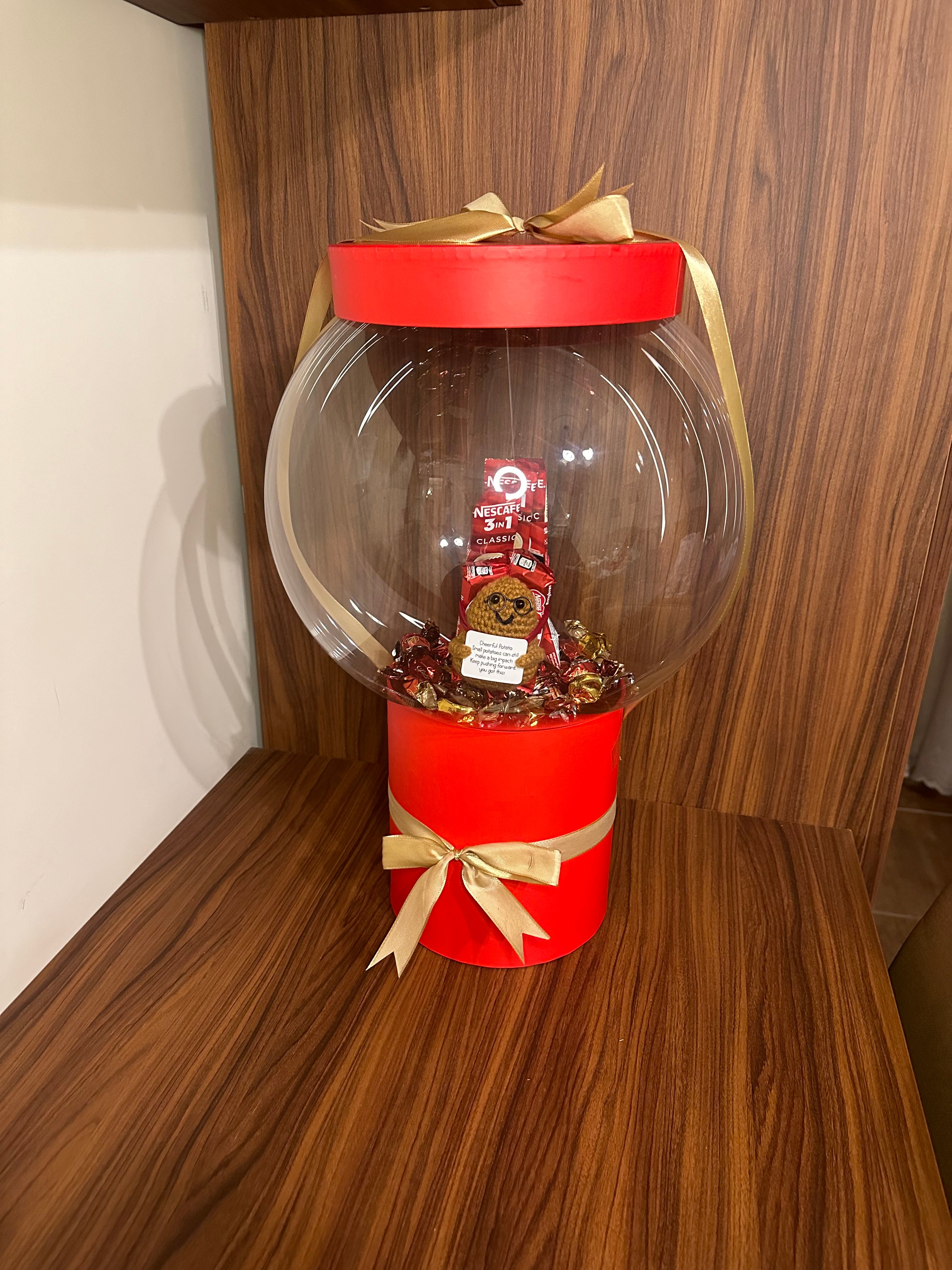 Positive Energy Plushie Balloon Gift Arrangement - Red