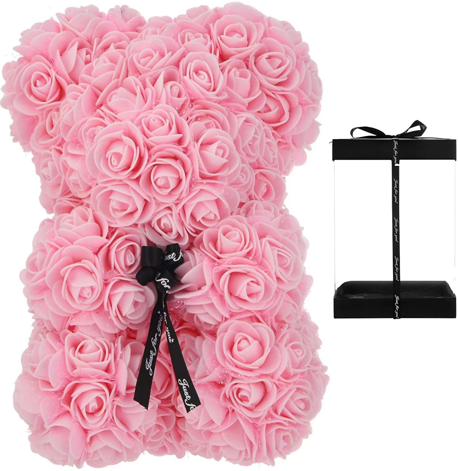 Rose Teddy Bear with Gift Box - Available in Red and Pink